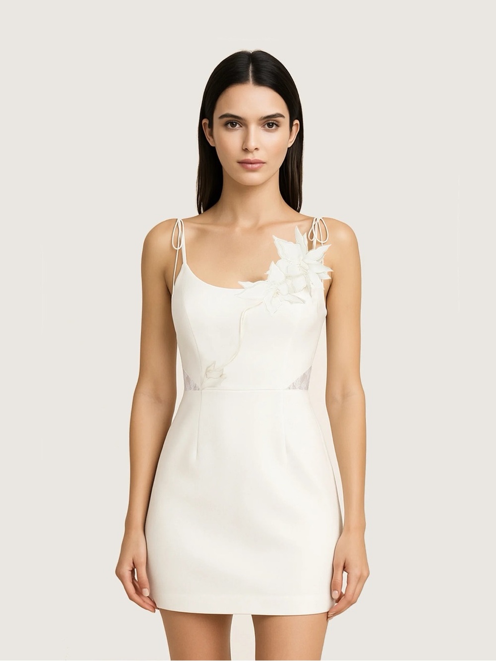 JW PEI Floral Vine Tie Dress - White